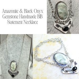 Nice Amazonite & Black Onyx BIB Statement Necklace